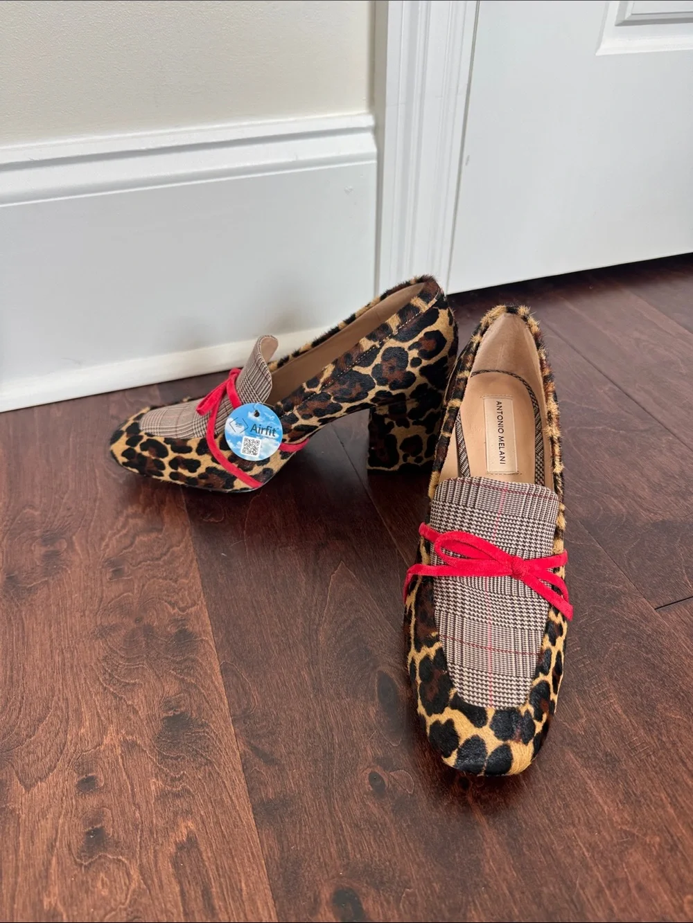 NEW Antonio Melani Real Calf Hair & Leather Loafer Heels Shoes Funky Chic Style - Picture 5 of 10